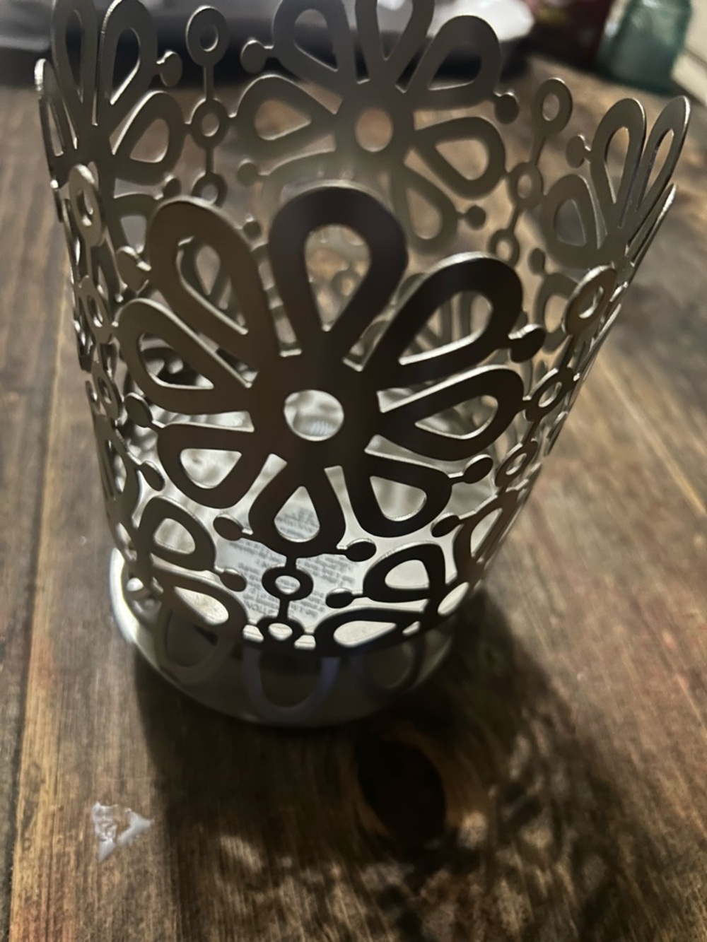 Bath & Body Works Brushed Silver Pedestal 3 Wick Candle Holder Daisies NWT